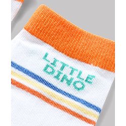 Cute Walk by Babyhug Knit Ankle Length Antibacterial Socks With Striped & Text Design Pack Of 3 - Blue & White
