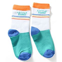 Cute Walk by Babyhug Knit Ankle Length Antibacterial Socks With Striped & Text Design Pack Of 3 - Blue & White