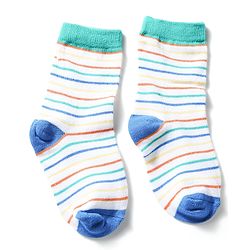 Cute Walk by Babyhug Knit Ankle Length Antibacterial Socks With Striped & Text Design Pack Of 3 - Blue & White