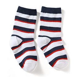 Cute Walk by Babyhug Knit Ankle Length Antibacterial Socks With Striped & Bear Design Pack Of 3 - Navy & White