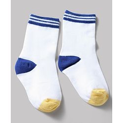 Cute Walk by Babyhug Knit Ankle Length Antibacterial Socks With Stripes Pack Of 3 - Navy & White