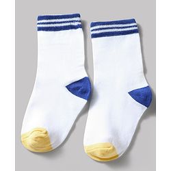 Cute Walk by Babyhug Knit Ankle Length Antibacterial Socks With Stripes Pack Of 3 - Navy & White