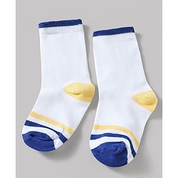 Cute Walk by Babyhug Knit Ankle Length Antibacterial Socks With Stripes Pack Of 3 - Navy & White