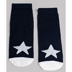 Cute Walk by Babyhug Knit Ankle Length Antibacterial Socks With Stripes & Star Design Pack Of 3 - Navy & White