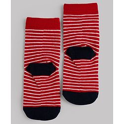 Cute Walk by Babyhug Knit Ankle Length Antibacterial Socks With Stripes & Star Design Pack Of 3 - Navy & White