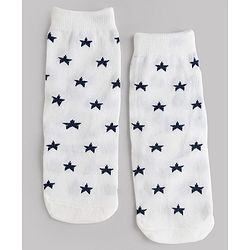 Cute Walk by Babyhug Knit Ankle Length Antibacterial Socks With Stripes & Star Design Pack Of 3 - Navy & White