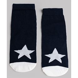 Cute Walk by Babyhug Knit Ankle Length Antibacterial Socks With Stripes & Star Design Pack Of 3 - Navy & White