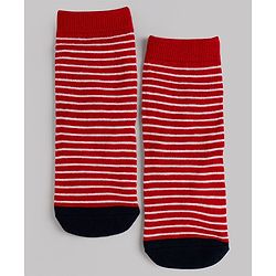 Cute Walk by Babyhug Knit Ankle Length Antibacterial Socks With Stripes & Star Design Pack Of 3 - Navy & White