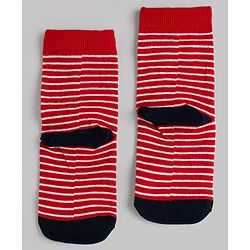 Cute Walk by Babyhug Knit Ankle Length Antibacterial Socks With Stripes & Star Design Pack Of 3 - Navy & White