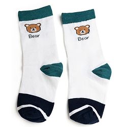 Cute Walk by Babyhug Knit Ankle Length Antibacterial Socks With Stripes & Bear Design Pack Of 3 - Navy & Yellow