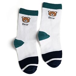 Cute Walk by Babyhug Knit Ankle Length Antibacterial Socks With Stripes & Bear Design Pack Of 3 - Navy & Yellow
