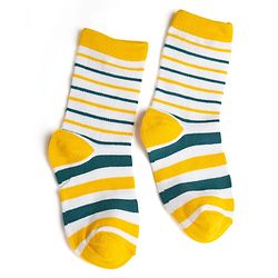 Cute Walk by Babyhug Knit Ankle Length Antibacterial Socks With Stripes & Bear Design Pack Of 3 - Navy & Yellow