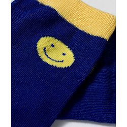 Cute Walk by Babyhug Knit Ankle Length Antibacterial Socks with Stripe & Text Design Pack of 3 - Navy & Yellow