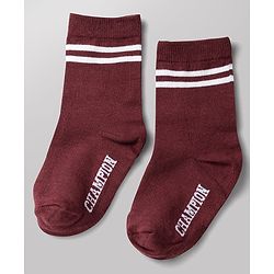 Cute Walk by Babyhug Non Terry Knit Anti-bacterial Ankle Length Striped Socks With Text Design Pack of 3 - Black, White & Maroon