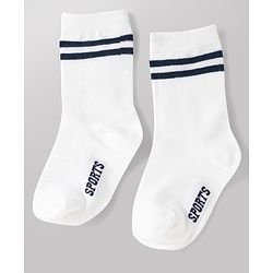 Cute Walk by Babyhug Non Terry Knit Anti-bacterial Ankle Length Striped Socks With Text Design Pack of 3 - Black, White & Maroon