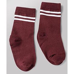 Cute Walk by Babyhug Non Terry Knit Anti-bacterial Ankle Length Striped Socks With Text Design Pack of 3 - Black, White & Maroon