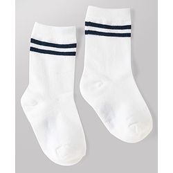 Cute Walk by Babyhug Non Terry Knit Anti-bacterial Ankle Length Striped Socks With Text Design Pack of 3 - Black, White & Maroon