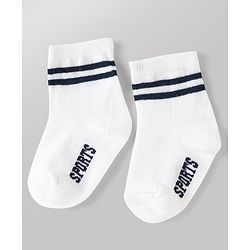 Cute Walk by Babyhug Non Terry Knit Anti-bacterial Ankle Length Striped Socks With Text Design Pack of 3 - Black, White & Maroon