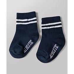 Cute Walk by Babyhug Non Terry Knit Anti-bacterial Ankle Length Striped Socks With Text Design Pack of 3 - Black, White & Maroon