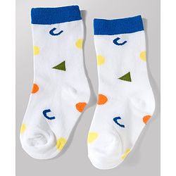 Cute Walk by Babyhug Knit Ankle Length Antibacterial Socks with Stripe & Star Design Pack of 3 - White & Orange