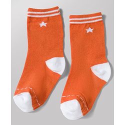 Cute Walk by Babyhug Knit Ankle Length Antibacterial Socks with Stripe & Star Design Pack of 3 - White & Orange
