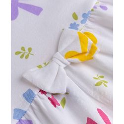 Babyhug Cotton Single Jersey Knit Half Sleeves Floral & Polka Dot  Printed Frock with Bow Applique Pack of 2 - White & Pink