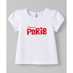 Babyhug Cotton Knit Half Sleeves  T-Shirt & Capri Night Suit With Text & Heart Print - White & Red