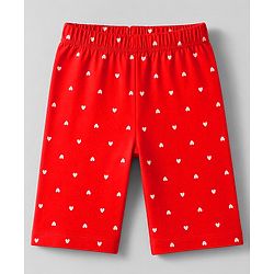 Babyhug Cotton Knit Half Sleeves  T-Shirt & Capri Night Suit With Text & Heart Print - White & Red