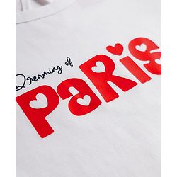 Babyhug Cotton Knit Half Sleeves  T-Shirt & Capri Night Suit With Text & Heart Print - White & Red