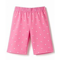 Babyhug 100% Cotton Knit Half Sleeves Top & Capri Night Suit Bow & Text Print - Blue & Pink