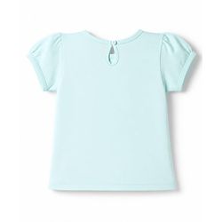 Babyhug 100% Cotton Knit Half Sleeves Top & Capri Night Suit Bow & Text Print - Blue & Pink