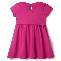 Babyhug Single Jersey Knit Half Sleeves Frocks With Heart Print & Bow Applique Pack of 2 - Pink & Light Pink