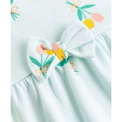 Babyhug Single Jersey Knit Half Sleeves Floral & Hearts Printed Frocks With Bow Applique Pack Of 2 - Pink & Light Green