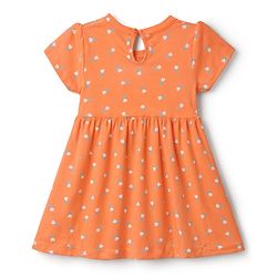 Babyhug Single Jersey Knit Half Sleeves Floral Printed Frocks With Bow Applique Pack Of 2 - Orange & Yellow
