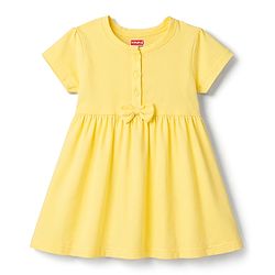 Babyhug Single Jersey Knit Half Sleeves Floral Printed Frocks With Bow Applique Pack Of 2 - Orange & Yellow