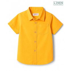 Babyhug Linen Woven Half Sleeves Solid Colour Shirt -  Orange