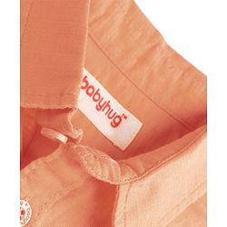 Babyhug Linen Woven Half Sleeves Solid Colour Shirt -  Orange