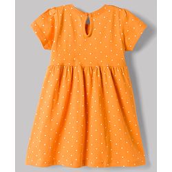 Babyhug Single Jersey Knit Half Sleeves Polka Dots & Strawberry Printed Frocks With Bow Applique Pack Of 2 - Orange & White
