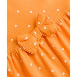 Babyhug Single Jersey Knit Half Sleeves Polka Dots & Strawberry Printed Frocks With Bow Applique Pack Of 2 - Orange & White