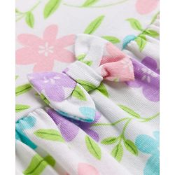 Babyhug Cotton Single Jersey Knit Half Sleeves Floral & Polka Dot Printed Frocks with Bow Applique Pack of 2 - White & Purple
