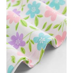 Babyhug Cotton Single Jersey Knit Half Sleeves Floral & Polka Dot Printed Frocks with Bow Applique Pack of 2 - White & Purple