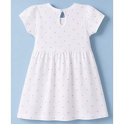 Babyhug Single Jersey Knit Half Sleeves Polka Dots & Bears Printed Frocks With Bow Applique Pack Of 2 - Pink & White