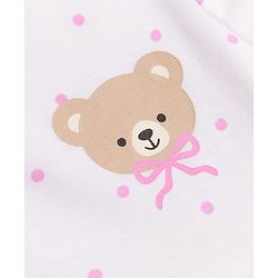 Babyhug Single Jersey Knit Half Sleeves Polka Dots & Bears Printed Frocks With Bow Applique Pack Of 2 - Pink & White