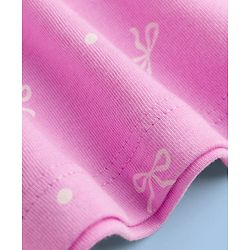 Babyhug Single Jersey Knit Half Sleeves Polka Dots & Bears Printed Frocks With Bow Applique Pack Of 2 - Pink & White