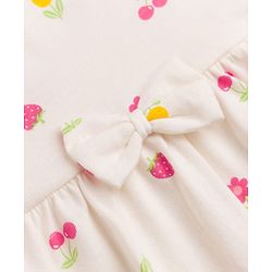 Babyhug Single Jersey Knit Half Sleeves Tropical Theme & Floral Printed Frocks With Bow Applique Pack Of 2 - White & Dark Pink