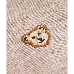 Babyhug Cotton Knit Front Open Sweater with Full Sleeves and Bear Embroidery in Beige
