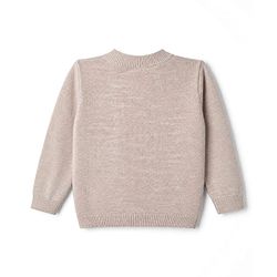 Babyhug Cotton Knit Front Open Sweater with Full Sleeves and Bear Embroidery in Beige