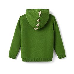 Babyhug Fur- Lined Knit Full Sleeves Dino Embroidered Hooded Sweater - Green