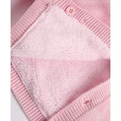 Babyhug Fur- Lined Knit Full Sleeves Hooded Sweater With Fox Applique - Pink