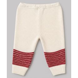 Babyhug Knit Full Sleeves Color Block Design Sweater Set with Cap & Booties - Maroon